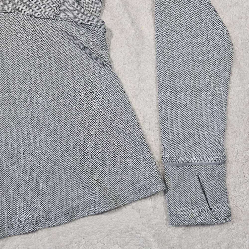 Lululemon Kanto Catch Me 1/2 Zip Heathered Herringbone Gray White LS Top Sz 8 - Picture 7 of 11